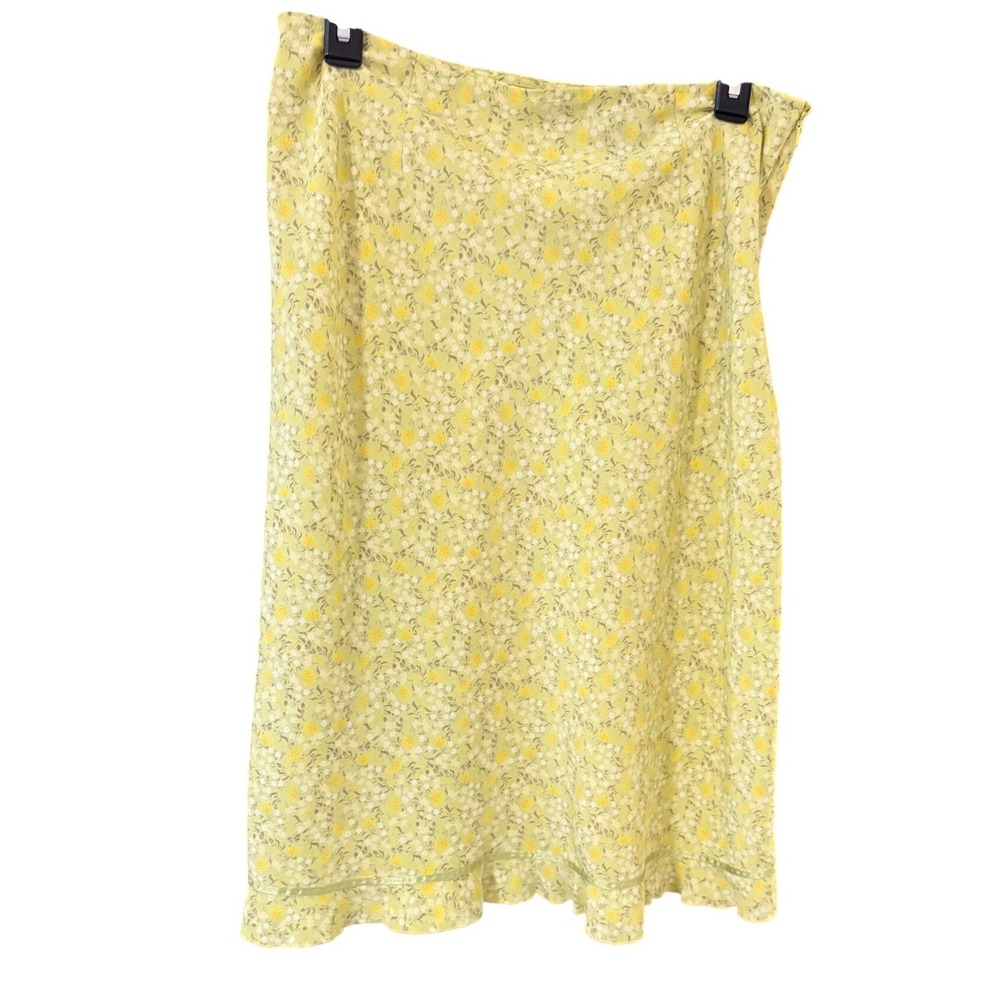 Vintage Y2k Express World Brand Yellow Floral Midi Skirt‎ Side Zip 9/10 Cottage